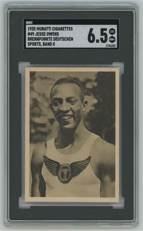 1935 Muratti #49 Jesse Owens RC SGC 6.5 Centered! Pop 1, Highest Graded