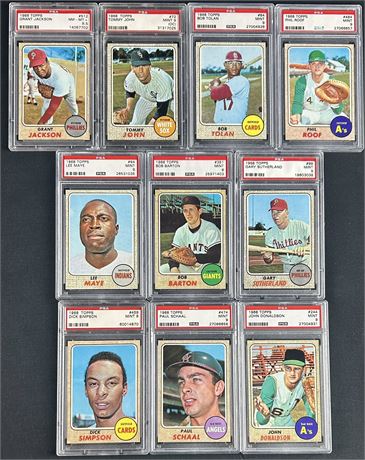 1968 Topps Baseball PSA Graded Lot (10) High Grades