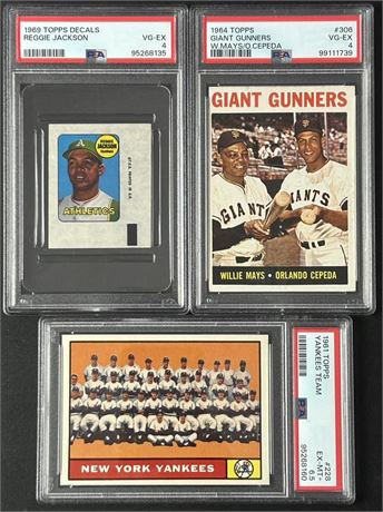 1960's Topps Baseball PSA Graded Lot (3) w/Mays/Cepeda, and R. Jackson RC