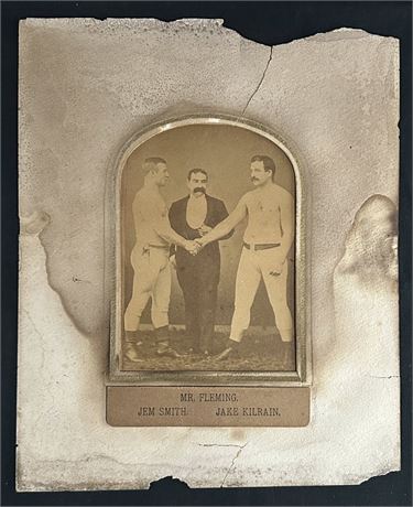 1887 Cabinet Card Jem Smith /Jake Kilrain Boxing Promotional Piece