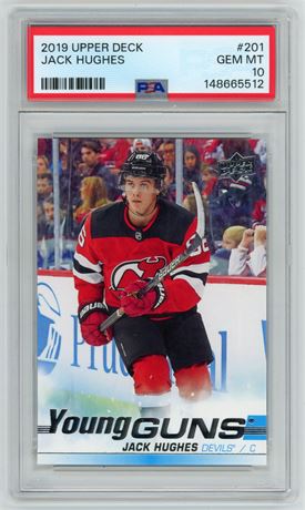 2019 Upper Deck #201 Jack Hughes RC Young Guns PSA 10 GEM MINT