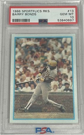 1986 Sportflics Rookies #13 Barry Bonds RC PSA 10 GEM MINT