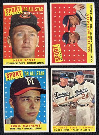 1958 Topps Lot (4) w/ Mathews & Snider (READ)