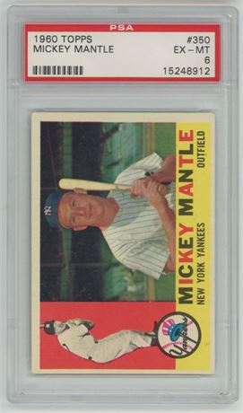 1960 Topps #350 Mickey Mantle PSA 6 EXMT