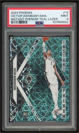 2023 Phoenix #13 Victor Wembanyama RC Instant Phenom-Teal Lazer PSA 9 MINT