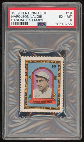 1939 Centennial Of Baseball Stamps #19 Napoleon Lajoie PSA 6 EXMT