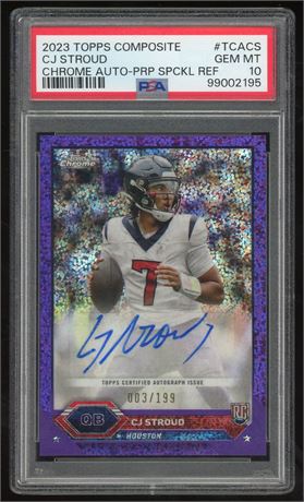 2023 Topps Composite Cj Stroud RC Auto Purple Refractor 3/199 PSA 10