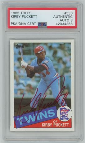 1985 Topps #536 Kirby Puckett PSA Authentic / Auto 8