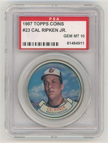 1987 Topps Coins #23 Cal Ripken Jr PSA 10 GEM MINT