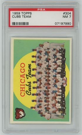 1959 Topps #304 Cubs Team PSA 7 NM