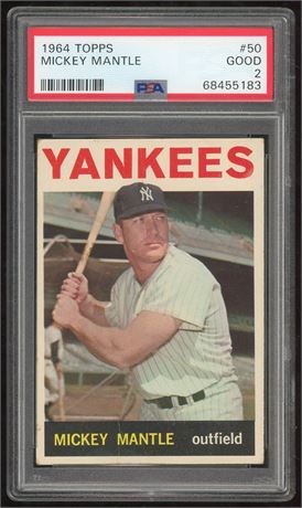 1964 Topps #50 Mickey Mantle PSA 2 GOOD