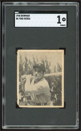 1948 Bowman #6 Yogi Berra RC SGC 1 POOR