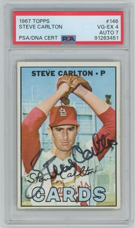 1967 Topps #146 Steve Carlton PSA 4 VGEX / Auto 7