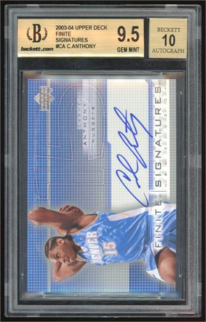 2003 Upper Deck Finite Signatures Carmelo Anthony RC BGS 9.5 Auto 10
