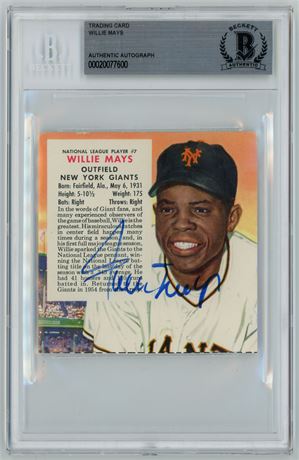 1954 Red Man Willie Mays Hand Cut Without Tab BGS Authentic Autograph