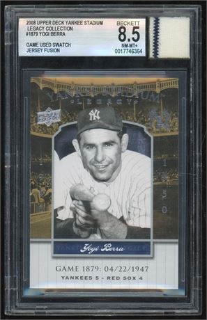 2008 UD Yankee Stadium Legacy Collection #1879 Yogi Berra GU Patch BGS 8.5 NMMT+