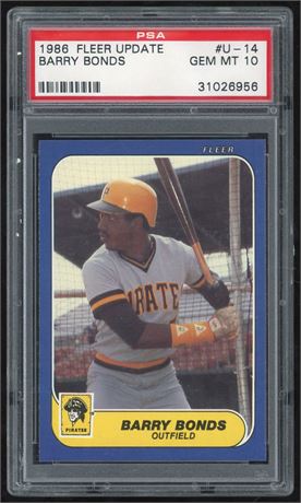 1986 Fleer Update Barry Bonds RC PSA 10 GEM MINT