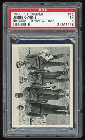 1936 Pet Cremer #12 Jesse Owens RC 4x100M Olympia 1936 PSA 5 EX