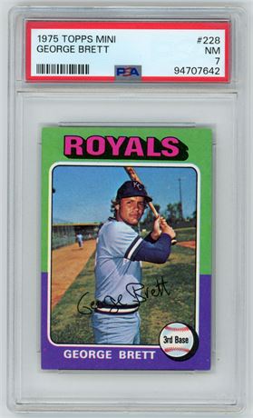 1975 Topps Mini #228 George Brett RC PSA 7 NM