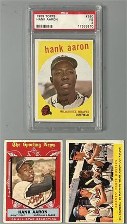 1958 & 59 Topps Hank Aaron Lot (3) (Read)