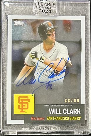 2020 Topps Clearly Authentic Will Clark Autograph 36/99