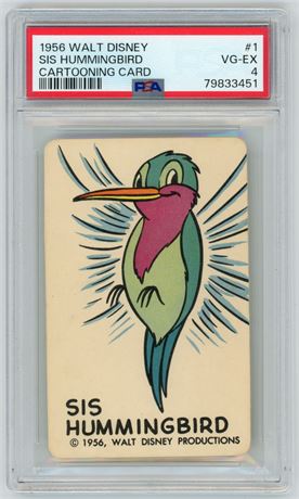 1956 Walt Disney #1 Sis Hummingbird Cartooning Card PSA 4 VGEX