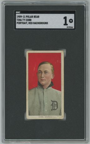 1909-11 T206 Polar Bear Ty Cobb Red Portrait SGC 1 POOR BEAUTY
