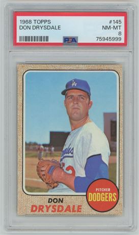 1968 Topps #145 Don Drysdale PSA 8 NMMT