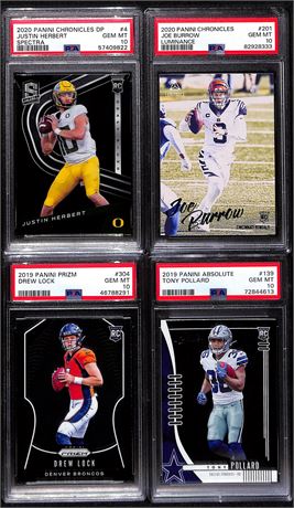 (4) 2019-2020 Football RC PSA 10 Lot w/ Burrow Herbert Pollard Lock
