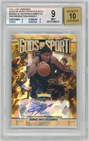 2022 Leaf Vibrance Giannis Antetokounmpo Pre-Production Proof 1/1 BGS 9 Auto 10