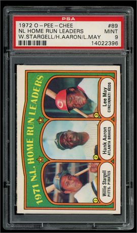 1972 O-Pee-Chee #89 NL HR Leaders Stargell/Aaron/May PSA 9 MINT Pop 8 Highest