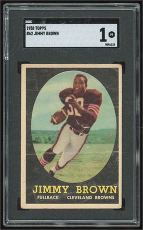 1958 Topps #62 Jim Brown RC SGC 1 POOR