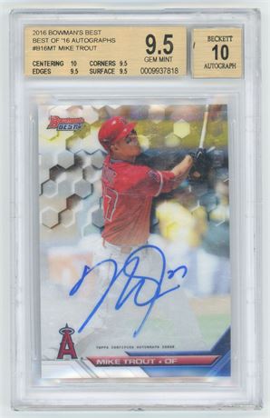 2016 Bowmans Best Mike Trout Best of 16' Autographs BGS 9.5 Auto 10