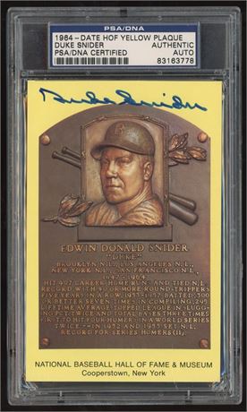 1964 Date HOF Yellow Plaque Duke Snider PSA Authentic Auto