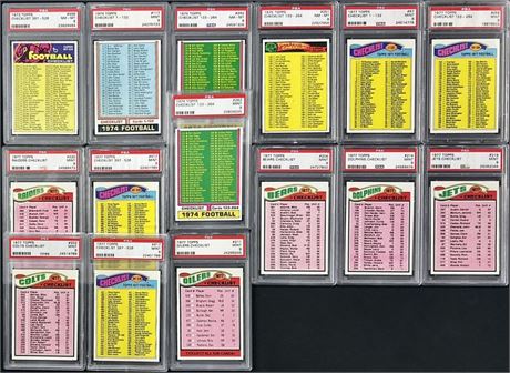1970's High Grade Vintage Football PSA Checklist Lot (15) Mostly PSA 9