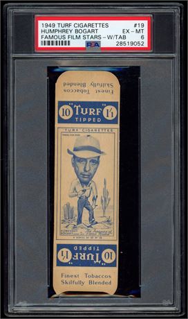 1949 Turf Cigarettes #19 Humphrey Bogart Famous Film Stars w/ Tab PSA 6