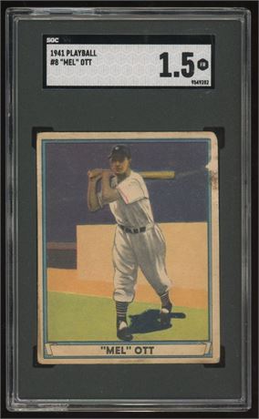 1941 Playball #8 Mel Ott SGC 1.5 FAIR READ