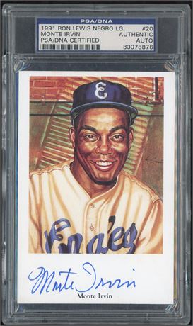 1991 Ron Lewis Negro League #20 Monte Irvin PSA Authentic Auto