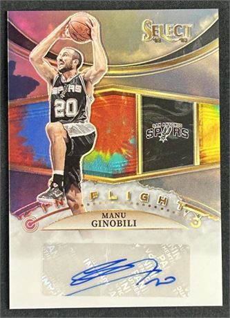2022 Panini Select Manu Ginobili 20/25 In Flight Signatures Jersey Match