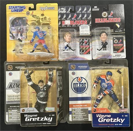 Wayne Gretzky / Mario Lemieux Hockey Figurines Lot (5)