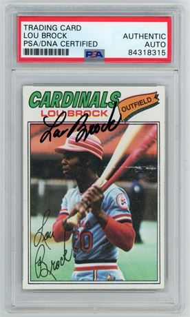1977 Topps #355 Lou Brock PSA/DNA Certified Authentic Auto