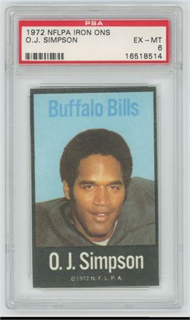 1972 NFLPA Iron Ons O.J. Simpson PSA 6 EXMT