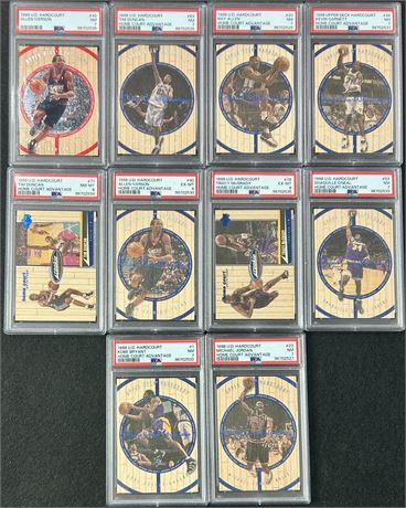 1998 Upper Deck Hardcourt PSA Graded Lot (10) w/ Jordan, Kobe, Shaq, Duncan