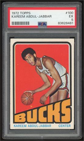 1972 Topps #100 Kareem Abdul-Jabbar PSA 5 EX
