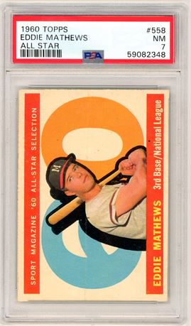 1960 Topps #558 Eddie Mathews All-Star High # PSA 7 NM