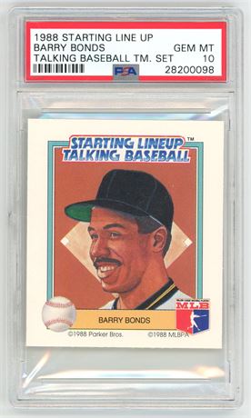1988 Starting Line Up Barry Bonds Talking Baseball Team Set PSA 10 GEM MINT