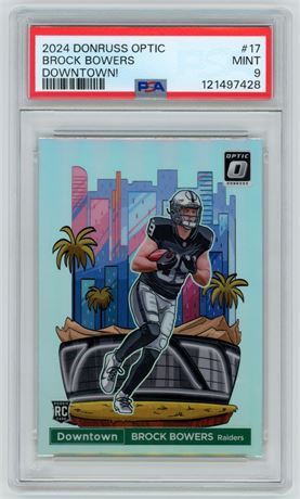 2024 Panini Donruss Optic #17 Brock Bowers Downtown! PSA 9 MINT