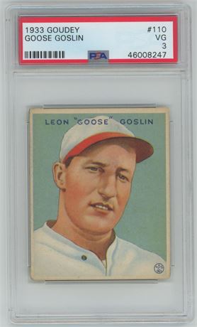 1933 Goudey #110 "Goose" Goslin PSA 3 VG