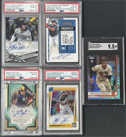 2017-2023 Graded Baseball Auto/#d Lot (5) w/ Stars