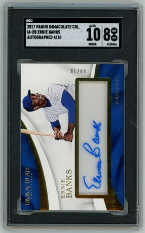 2017 Panini Immaculate Collection Ernie Banks Auto 4/10 SGC 8 Auto 10